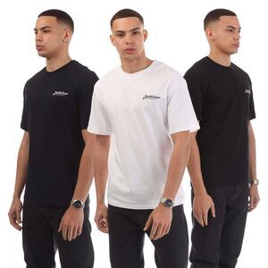 Jack And Jones Mens Beau Footprint T-Shirt (Pack of 3) / Navy/White/Black